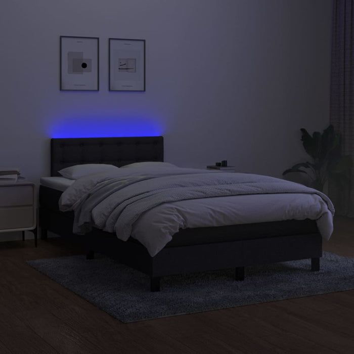 Pat cu arcuri, saltea și LED, negru, 120x190 cm, textil - WALTI WALTI