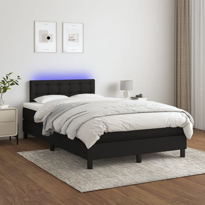 Pat cu arcuri, saltea și LED, negru, 120x190 cm, textil - WALTI WALTI
