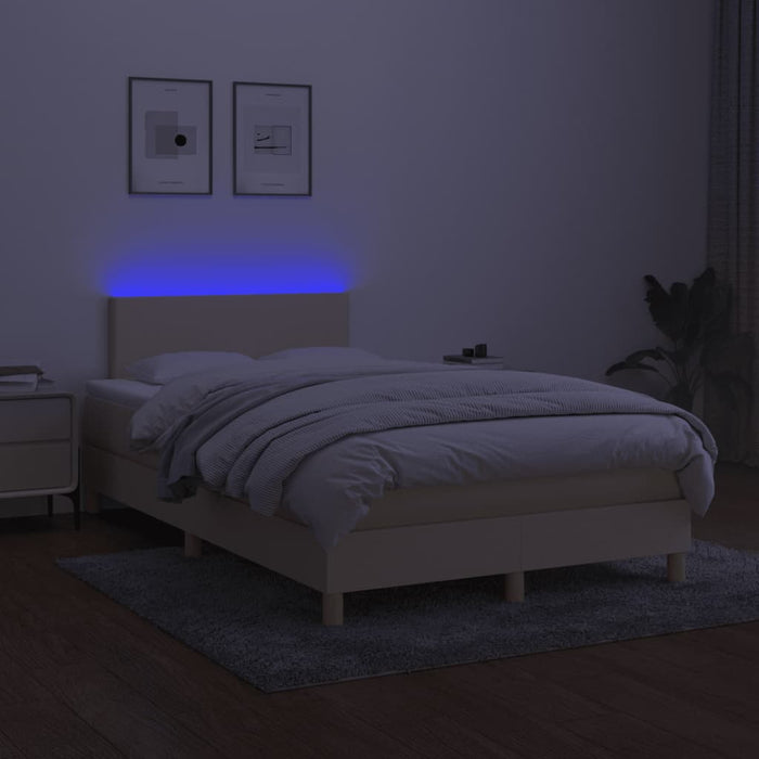 Pat cu arcuri, saltea și LED, crem, 120x190 cm, textil - WALTI WALTI