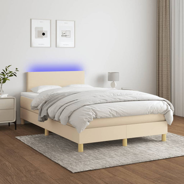 Pat cu arcuri, saltea și LED, crem, 120x190 cm, textil - WALTI WALTI