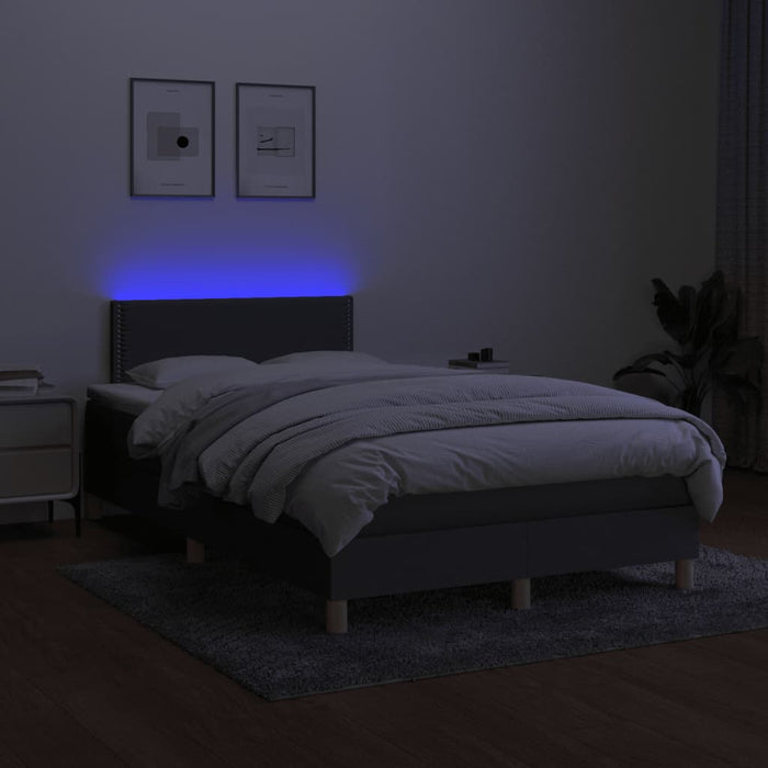 Pat cu arcuri, saltea și LED, gri închis, 120x190 cm, textil - WALTI WALTI