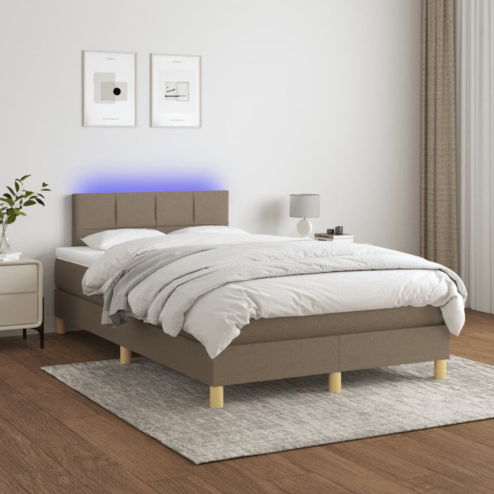 Pat cu arcuri, saltea și LED, gri taupe, 120x190 cm, textil - WALTI WALTI
