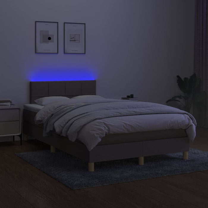 Pat cu arcuri, saltea și LED, gri taupe, 120x190 cm, textil - WALTI WALTI