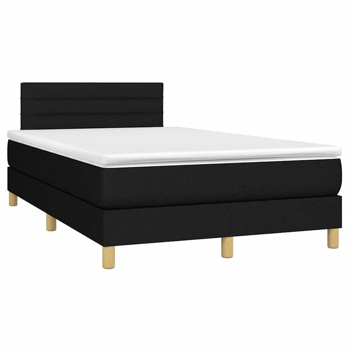 Pat cu arcuri, saltea și LED, negru, 120x190 cm, textil - WALTI WALTI