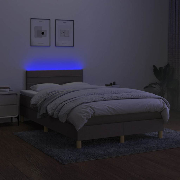 Pat cu arcuri, saltea și LED, gri taupe, 120x190 cm, textil - WALTI WALTI