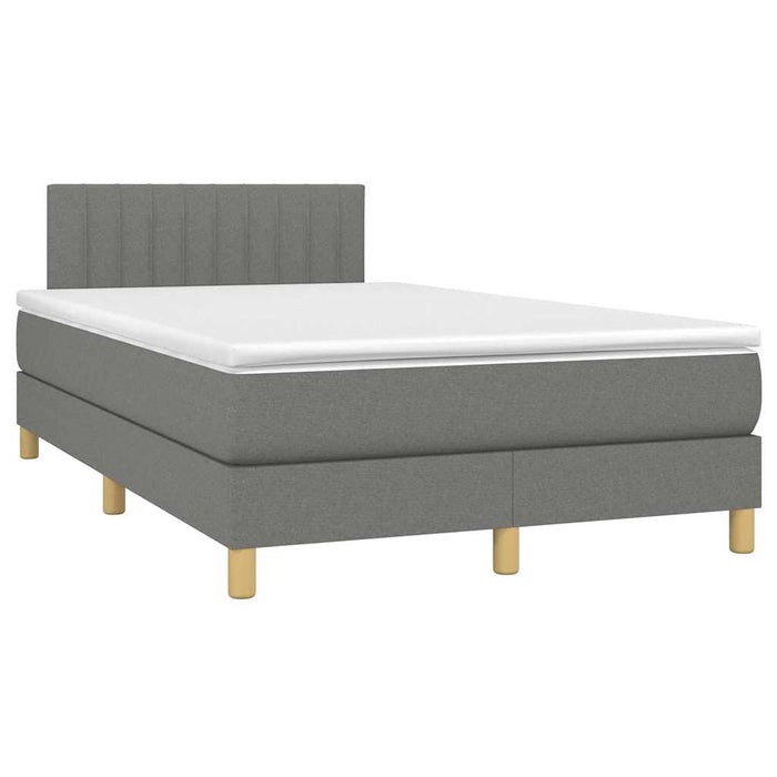Pat cu arcuri, saltea și LED, gri închis, 120x190 cm, textil - WALTI WALTI