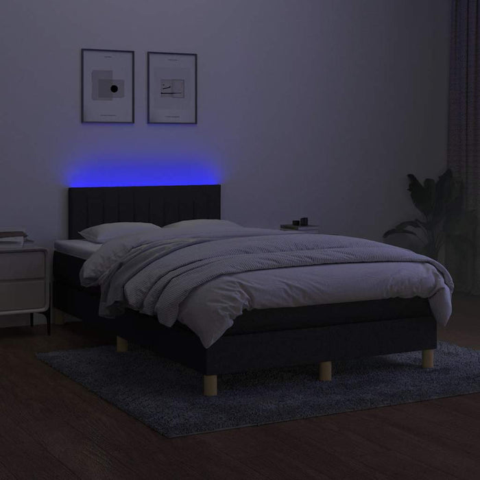 Pat cu arcuri, saltea și LED, negru, 120x190 cm, textil - WALTI WALTI