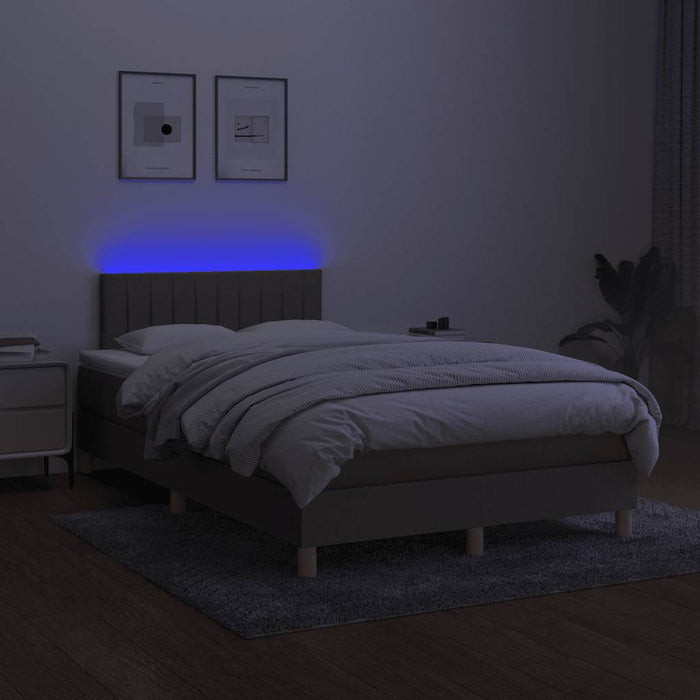 Pat cu arcuri, saltea și LED, gri taupe, 120x190 cm, textil - WALTI WALTI