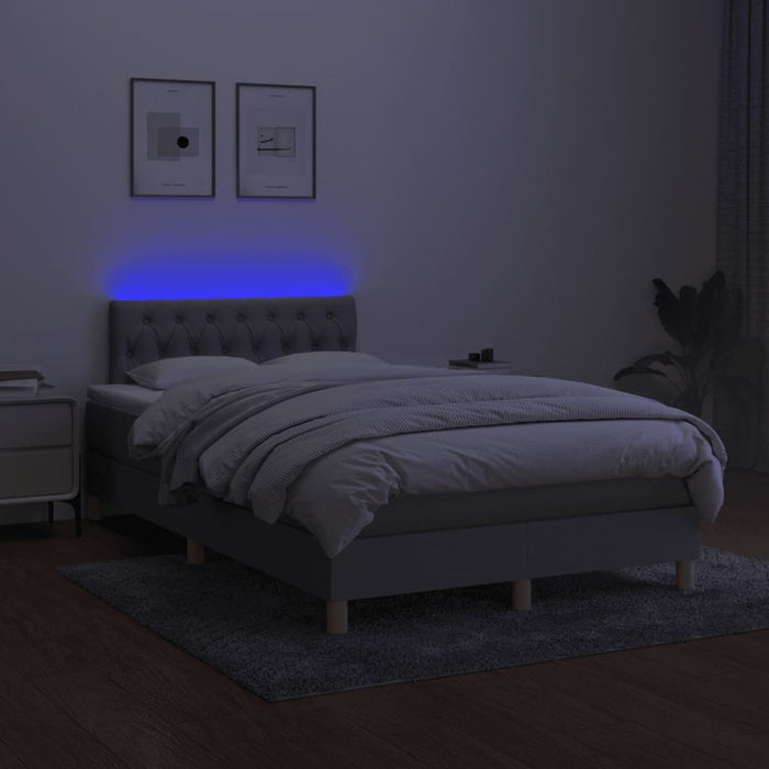 Pat cu arcuri, saltea și LED, gri deschis, 120x190 cm, textil - WALTI WALTI