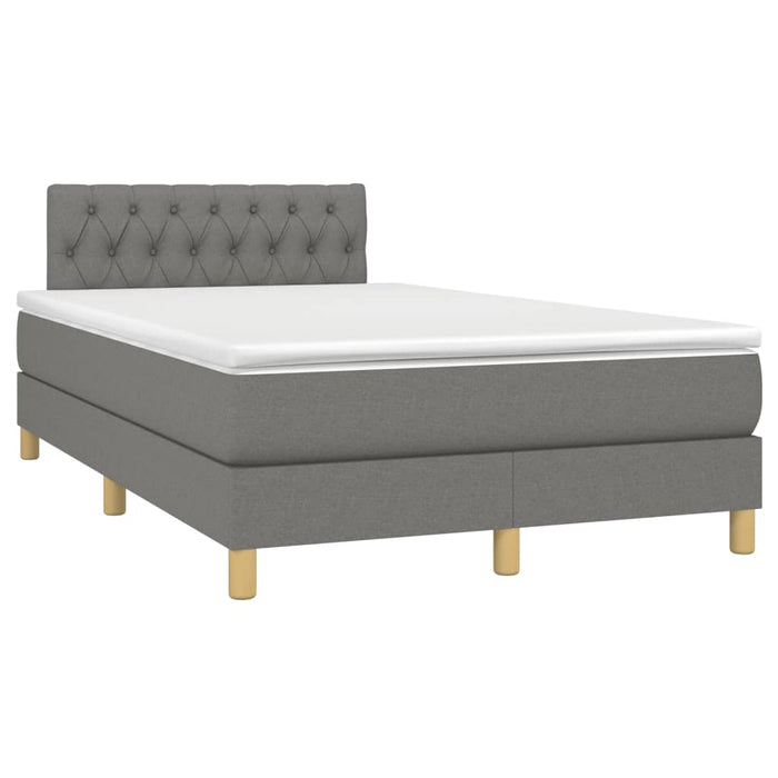 Pat cu arcuri, saltea și LED, gri închis, 120x190 cm, textil - WALTI WALTI
