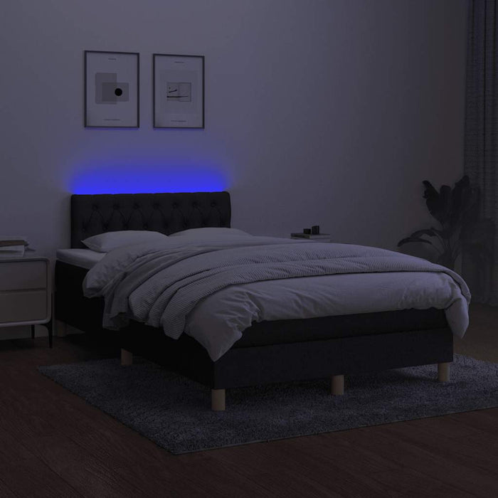 Pat cu arcuri, saltea și LED, negru, 120x190 cm, textil - WALTI WALTI
