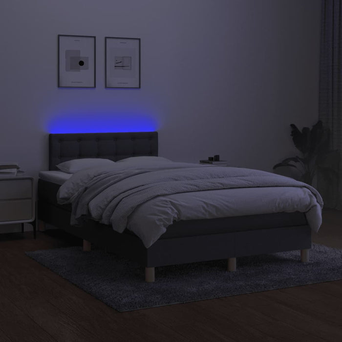 Pat cu arcuri, saltea și LED, gri închis, 120x190 cm, textil - WALTI WALTI