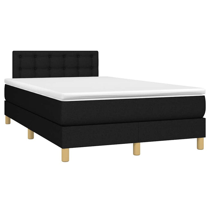 Pat cu arcuri, saltea și LED, negru, 120x190 cm, textil - WALTI WALTI