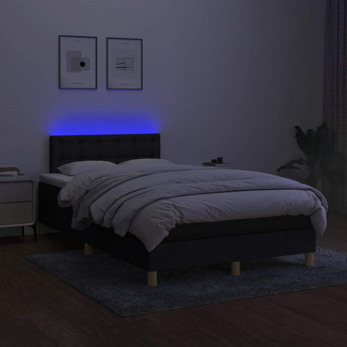 Pat cu arcuri, saltea și LED, negru, 120x190 cm, textil - WALTI WALTI