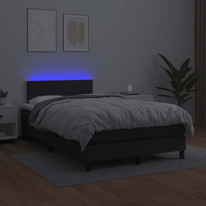Pat box spring cu saltea și LED, negru, 120x190 cm, piele eco - WALTI WALTI