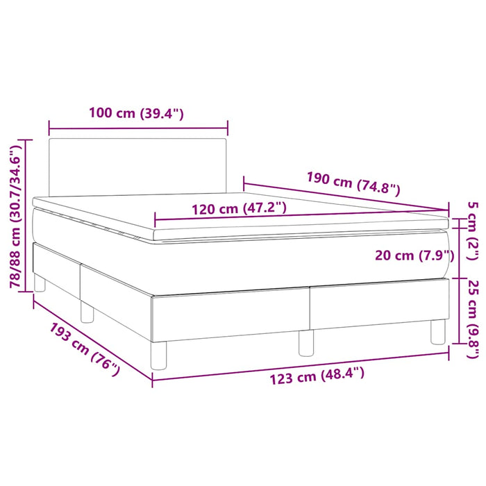 Pat box spring cu saltea și LED, negru, 120x190 cm, piele eco - WALTI WALTI