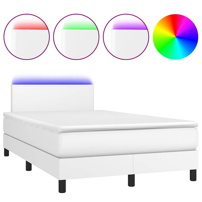 Pat box spring cu saltea și LED, alb, 120x190 cm, piele eco - WALTI WALTI