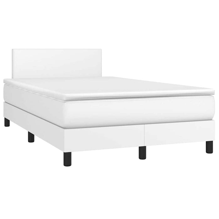 Pat box spring cu saltea și LED, alb, 120x190 cm, piele eco - WALTI WALTI