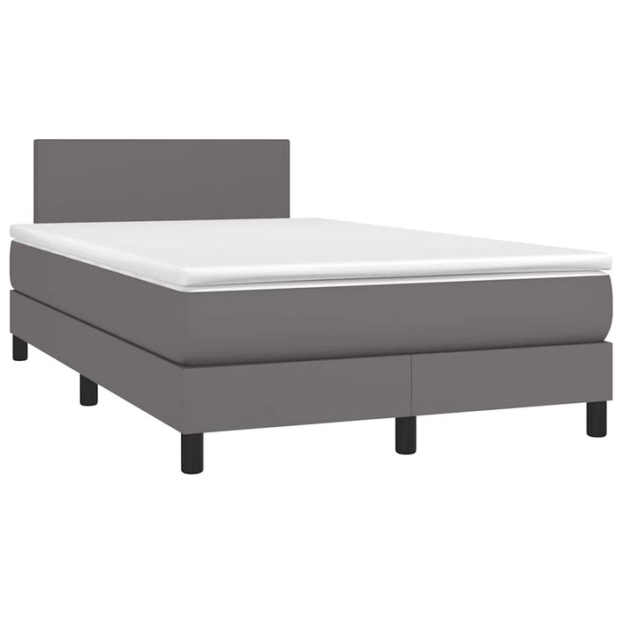 Pat cu arcuri, cu saltea și LED, gri, 120x190 cm, piele eco - WALTI WALTI