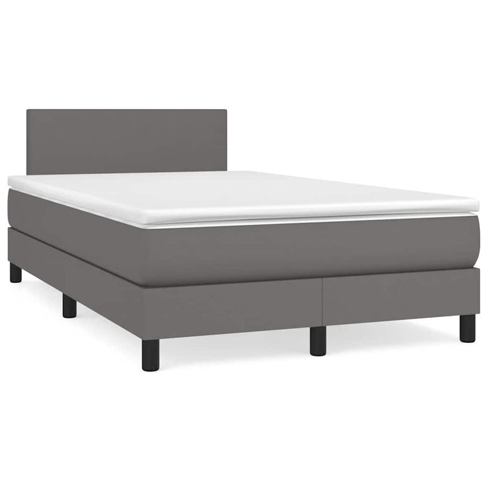 Pat cu arcuri, cu saltea și LED, gri, 120x190 cm, piele eco - WALTI WALTI