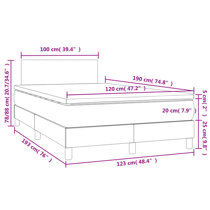 Pat cu arcuri, cu saltea și LED cappuccino 120x190 cm piele eco - WALTI WALTI