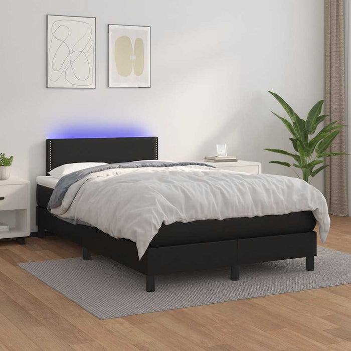 Pat box spring cu saltea și LED, negru, 120x190 cm, piele eco - WALTI WALTI
