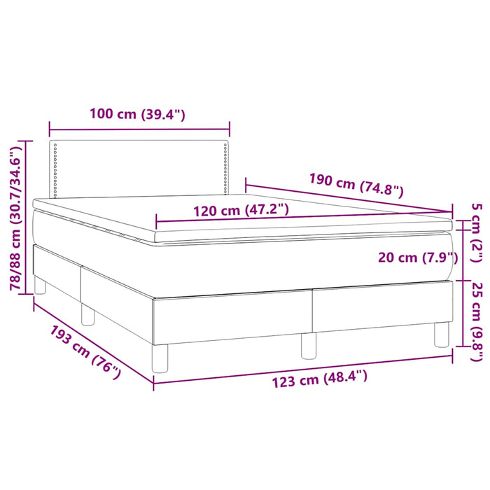 Pat box spring cu saltea și LED, negru, 120x190 cm, piele eco - WALTI WALTI