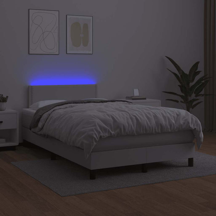 Pat cu arcuri, cu saltea și LED, alb, 120x190 cm, piele eco - WALTI WALTI