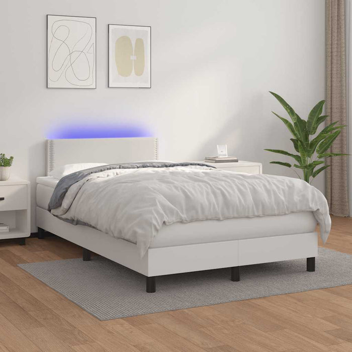 Pat cu arcuri, cu saltea și LED, alb, 120x190 cm, piele eco - WALTI WALTI