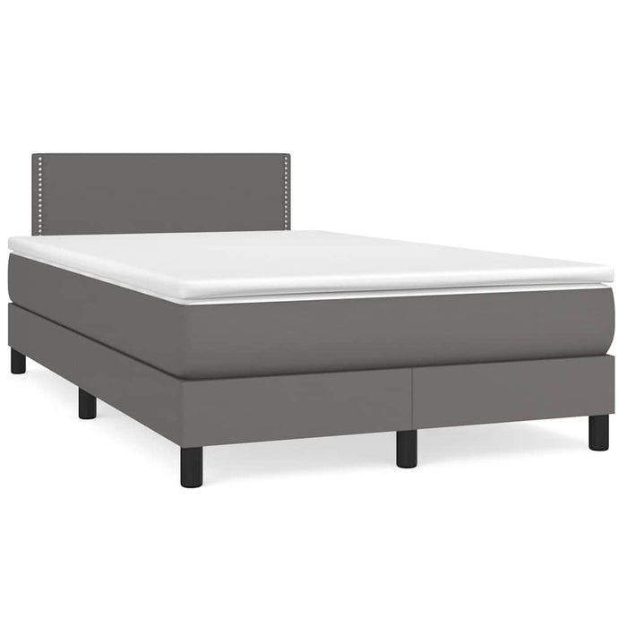 Pat cu arcuri, cu saltea și LED, gri, 120x190 cm, piele eco - WALTI WALTI