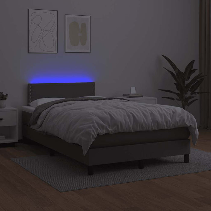 Pat cu arcuri, cu saltea și LED, gri, 120x190 cm, piele eco - WALTI WALTI