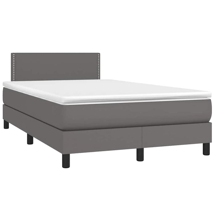 Pat cu arcuri, cu saltea și LED, gri, 120x190 cm, piele eco - WALTI WALTI