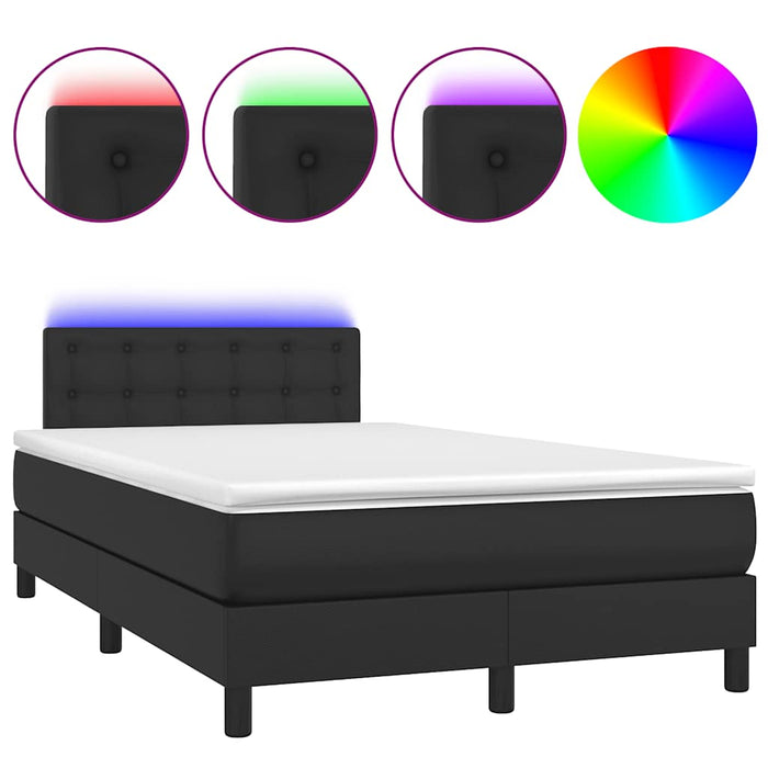 Pat box spring cu saltea și LED, negru, 120x190 cm, piele eco - WALTI WALTI