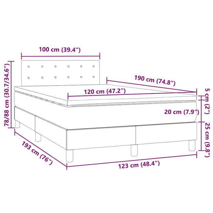 Pat box spring cu saltea și LED, negru, 120x190 cm, piele eco - WALTI WALTI