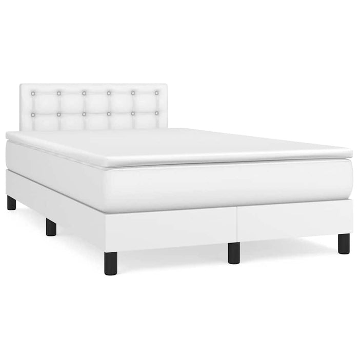 Pat box spring cu saltea și LED, alb, 120x190 cm, piele eco - WALTI WALTI