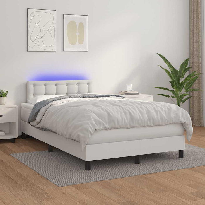 Pat box spring cu saltea și LED, alb, 120x190 cm, piele eco - WALTI WALTI