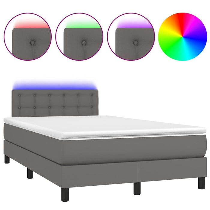 Pat cu arcuri, cu saltea și LED, gri, 120x190 cm, piele eco - WALTI WALTI