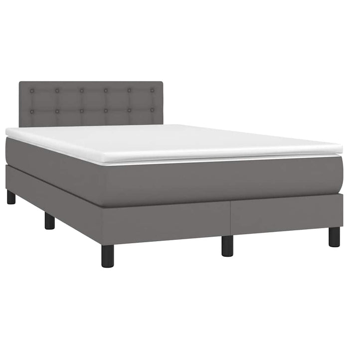 Pat cu arcuri, cu saltea și LED, gri, 120x190 cm, piele eco - WALTI WALTI