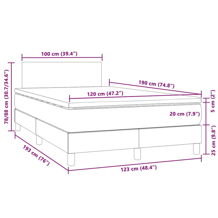 Pat cu arcuri, saltea și LED, verde închis, 120x190 cm, catifea - WALTI WALTI
