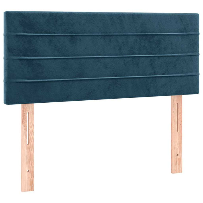 Pat box spring cu saltea/LED albastru închis 120x190cm catifea WALTI