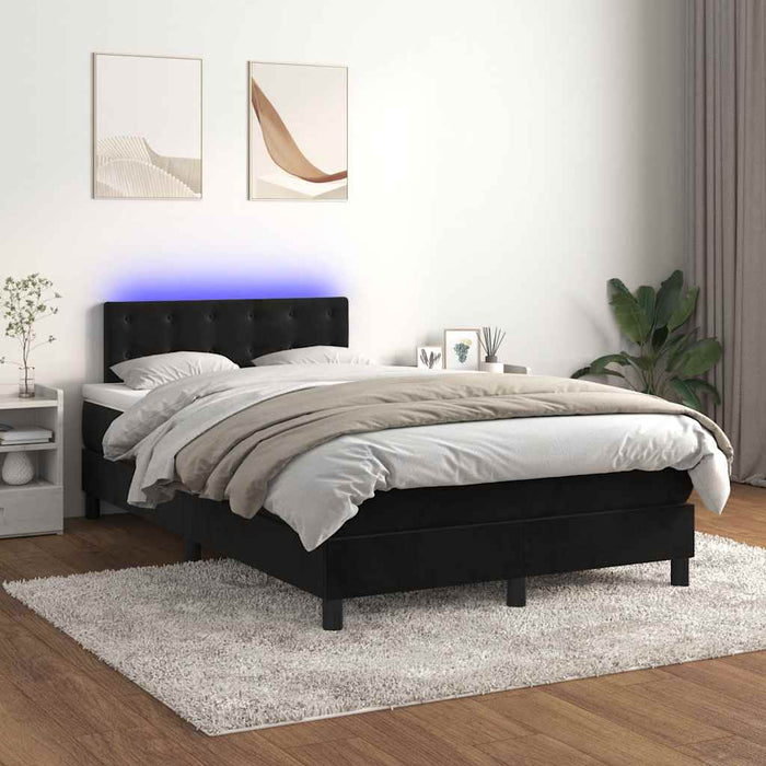 Pat cu arcuri, saltea și LED, negru, 120x190 cm, catifea - WALTI WALTI