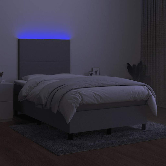 Pat cu arcuri, saltea și LED, gri deschis, 120x190 cm, textil - WALTI WALTI