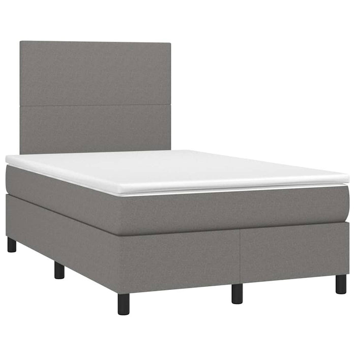 Pat cu arcuri, saltea și LED, gri închis, 120x190 cm, textil - WALTI WALTI