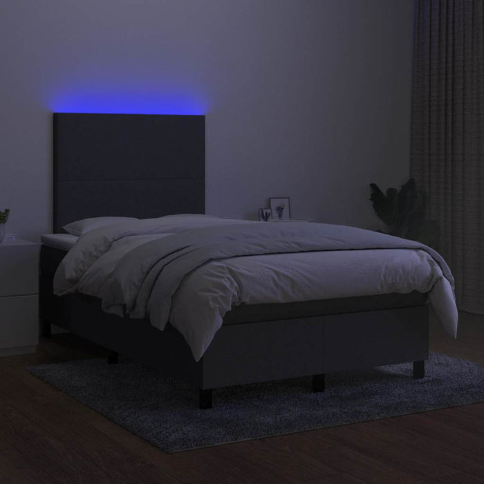 Pat cu arcuri, saltea și LED, gri închis, 120x190 cm, textil - WALTI WALTI