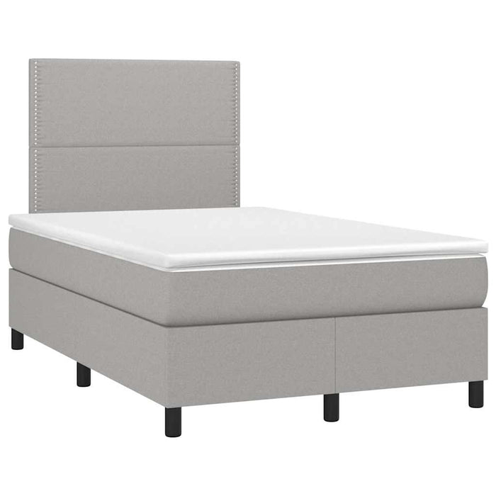 Pat cu arcuri, saltea și LED, gri deschis, 120x190 cm, textil - WALTI WALTI