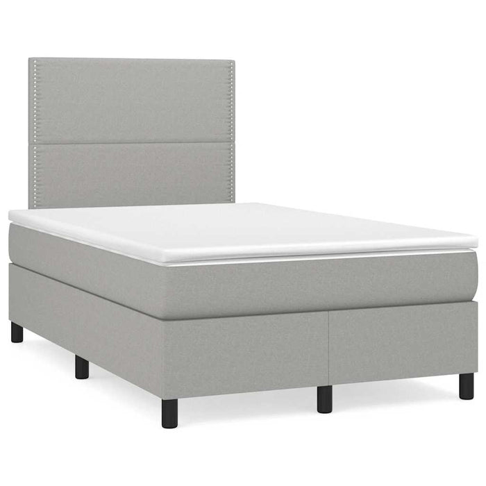 Pat cu arcuri, saltea și LED, gri deschis, 120x190 cm, textil - WALTI WALTI