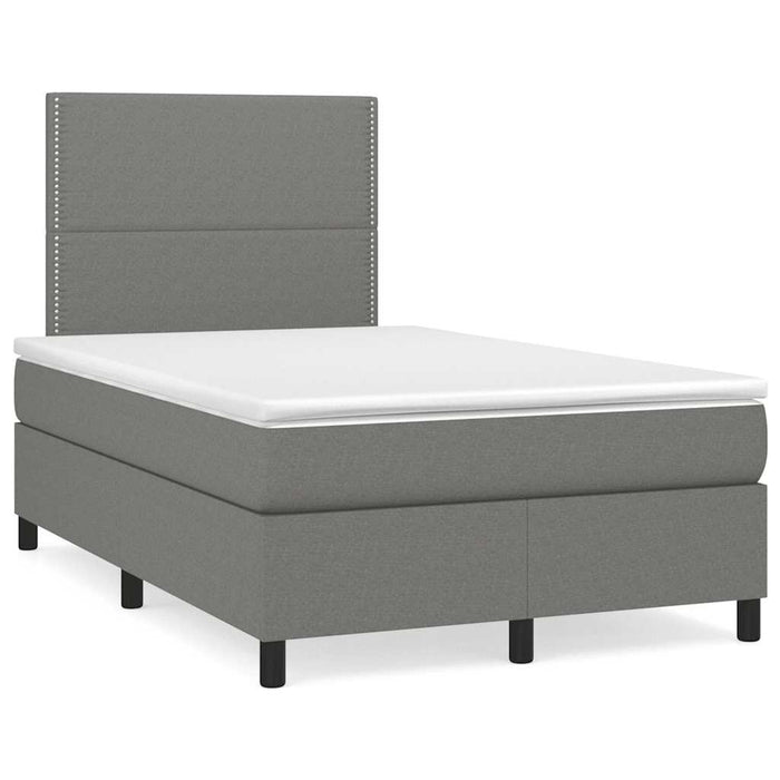Pat cu arcuri, saltea și LED, gri închis, 120x190 cm, textil - WALTI WALTI