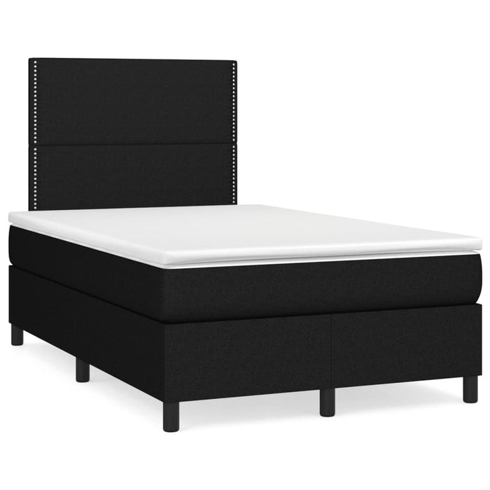 Pat cu arcuri, saltea și LED, negru, 120x190 cm, textil - WALTI WALTI