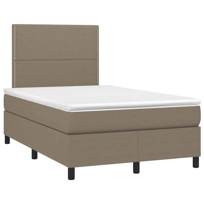 Pat cu arcuri, saltea și LED, gri taupe, 120x190 cm, textil WALTI