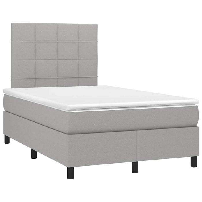 Pat cu arcuri, saltea și LED, gri deschis, 120x190 cm, textil - WALTI WALTI
